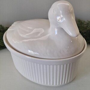 Vintage Duck Casserole Dish Large decoy statue figurine Nesting Tureen crock
